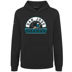 San Jose Sharks Levelwear Youth Podium Banner Arch Pullover Hoodie - Black | NHL online