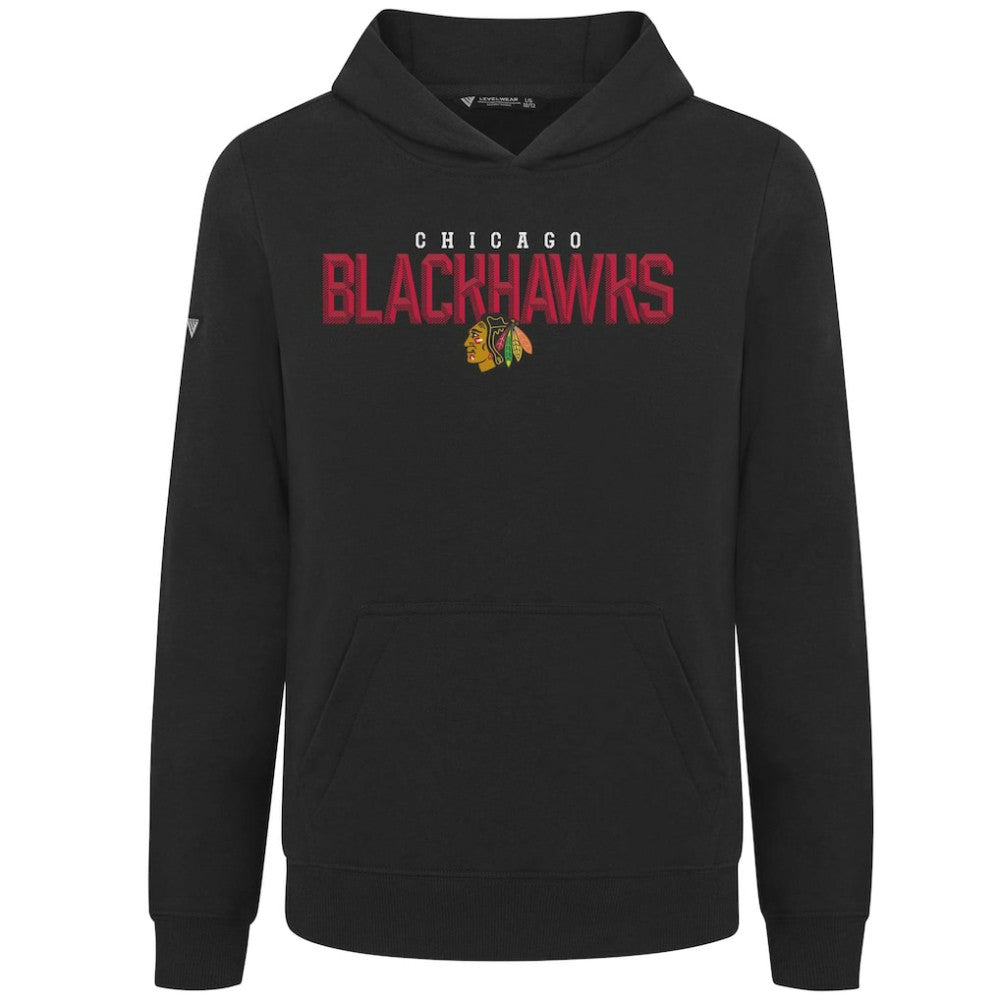 Chicago Blackhawks Levelwear Youth Podium Carve Pullover Hoodie - Black | NHL near me