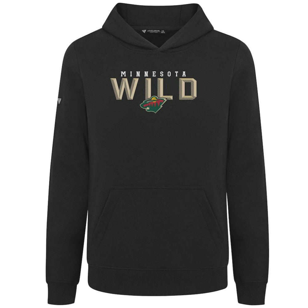 Minnesota Wild Levelwear Youth Podium Carve Pullover Hoodie - Black | NHL discount