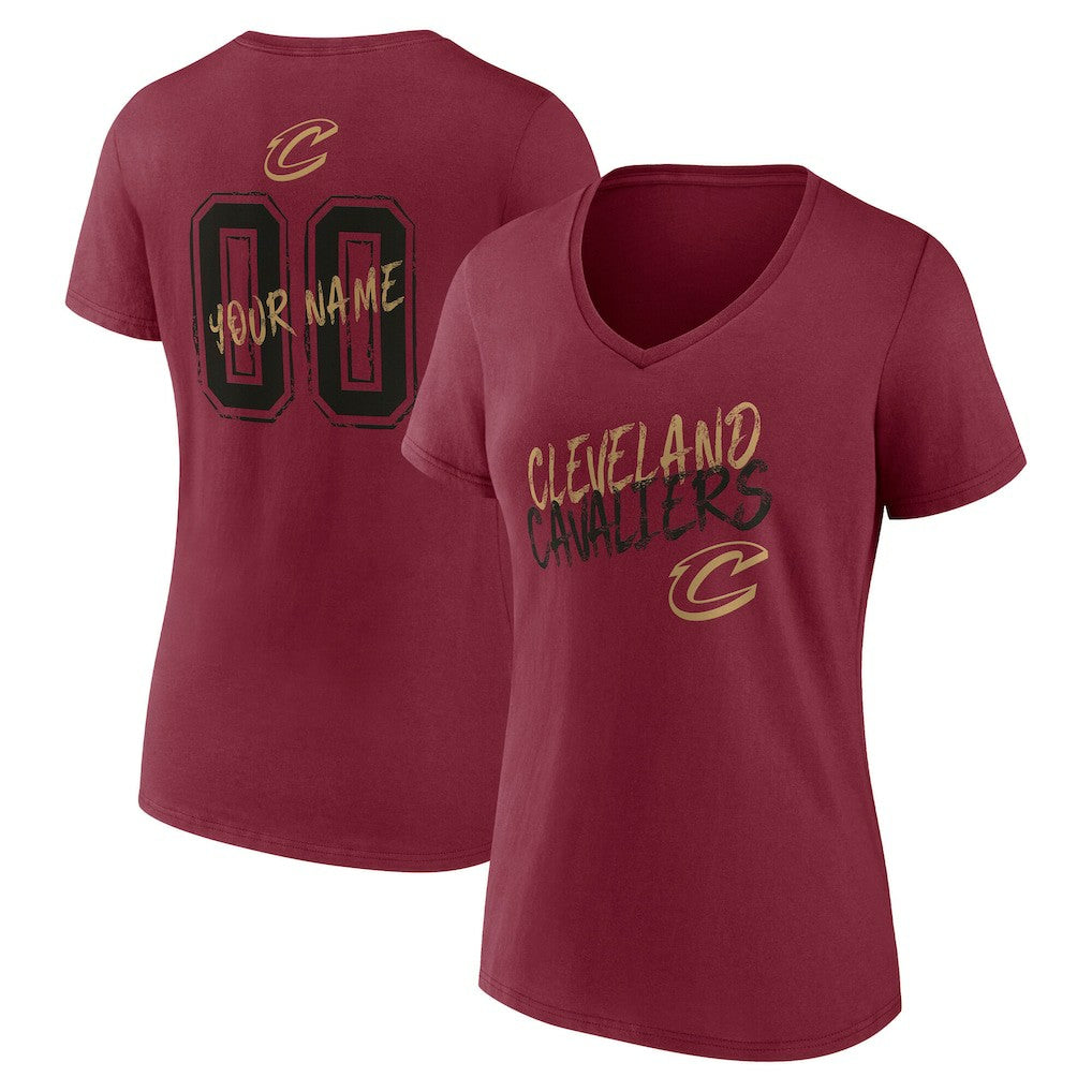 Cleveland Cavaliers Women's Hustle Custom V-Neck T-Shirt Wine
