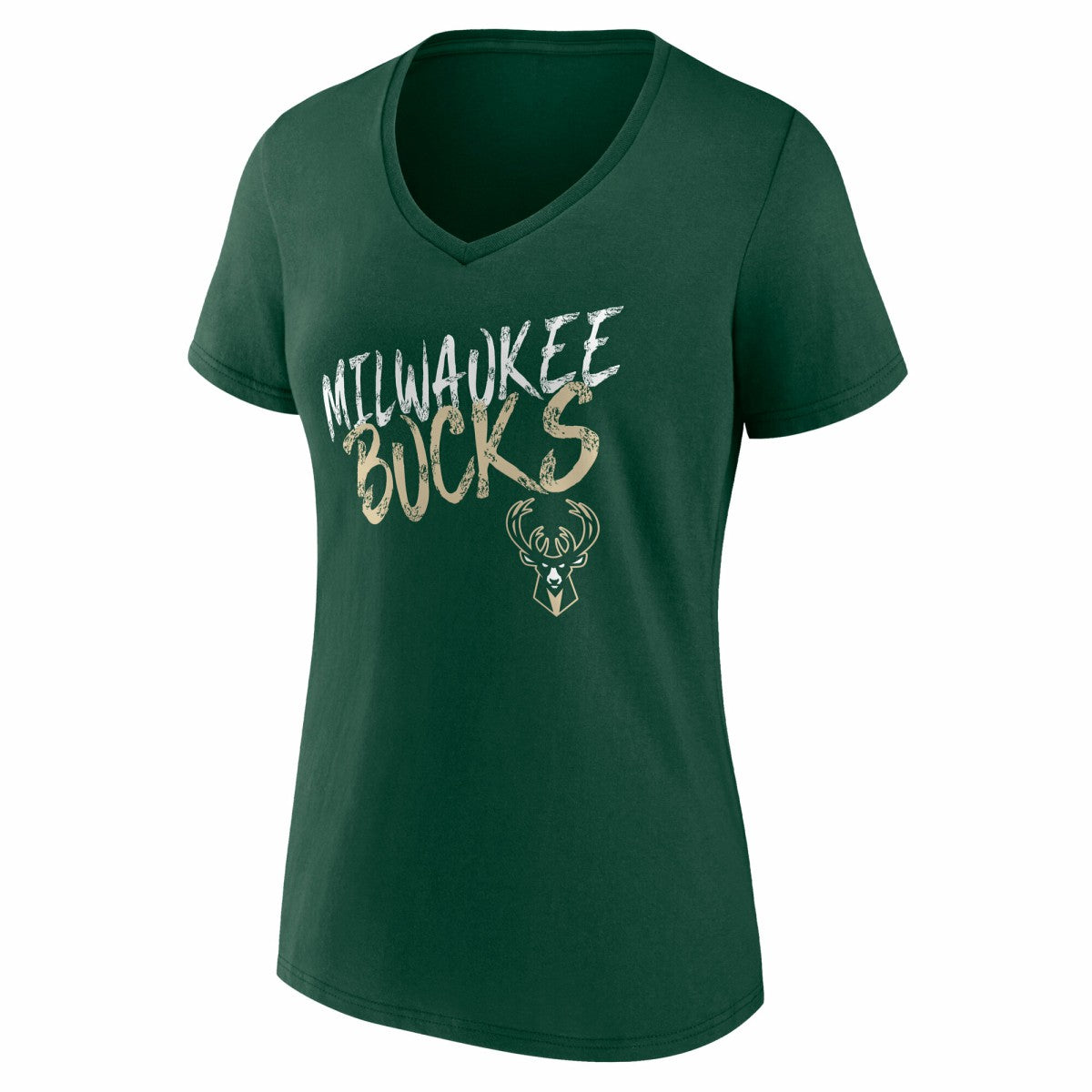Milwaukee Bucks Women's Hustle Custom V-Neck T-Shirt Hunter Green
