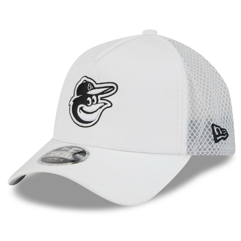 Baltimore Orioles New Era 2026 Batting Practice Apex 9FORTY Adjustable Trucker Hat for sale
