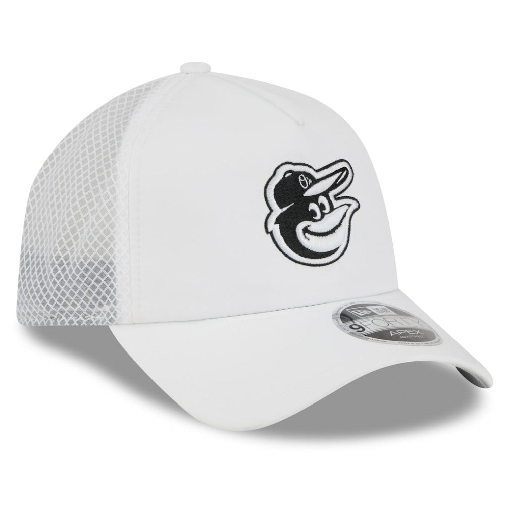 Baltimore Orioles New Era 2026 Batting Practice Apex 9FORTY Adjustable Trucker Hat for sale