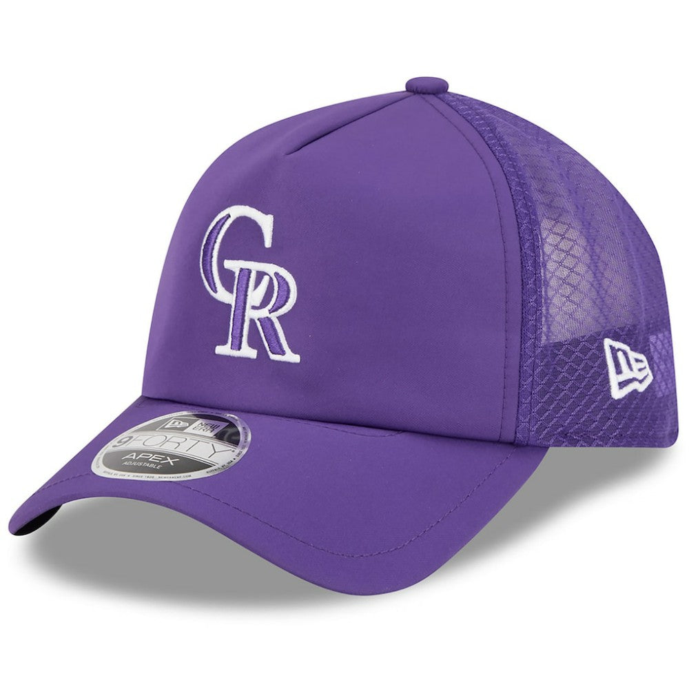 Colorado Rockies New Era 2026 Batting Practice Apex 9FORTY Adjustable Trucker Hat Discount