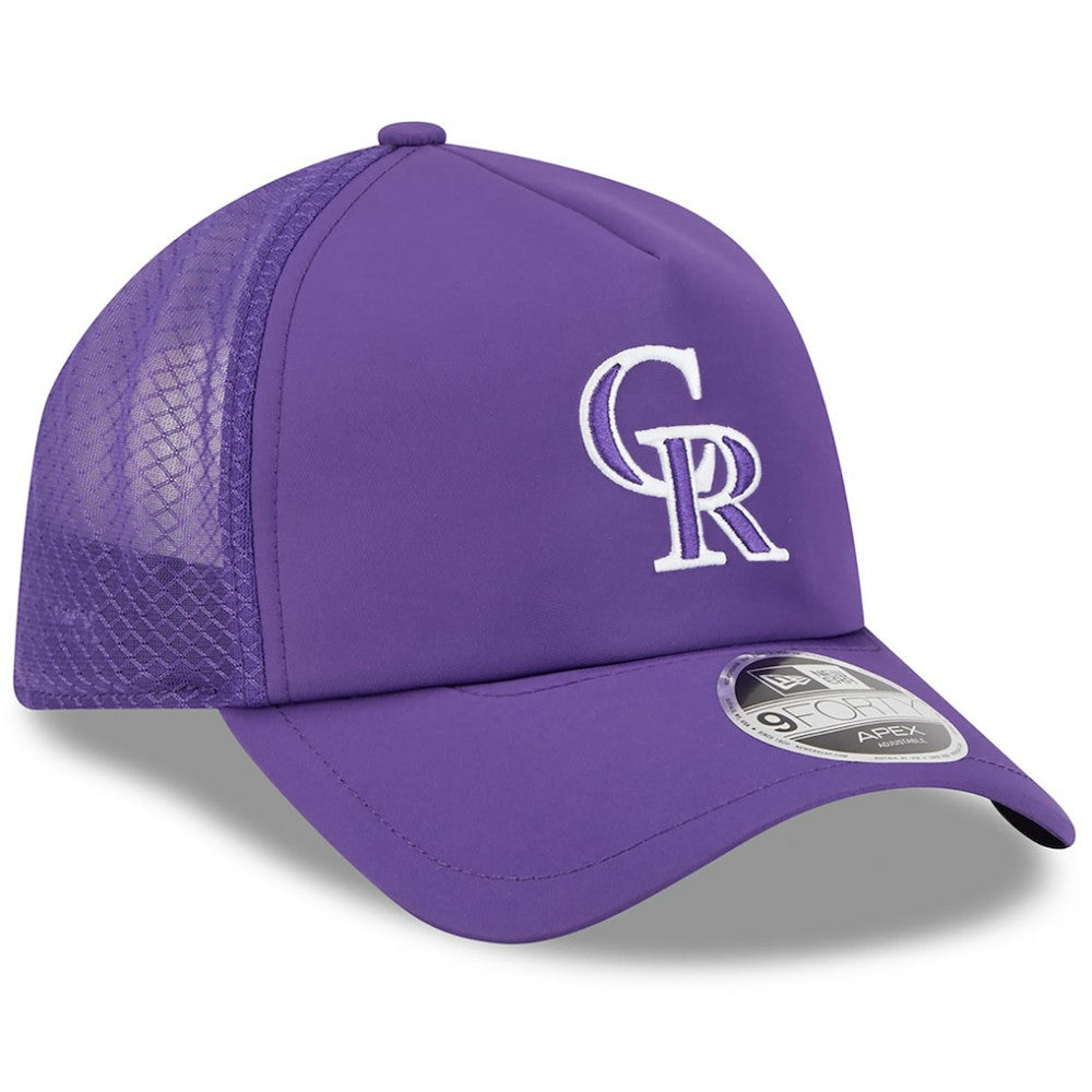 Colorado Rockies New Era 2026 Batting Practice Apex 9FORTY Adjustable Trucker Hat Discount