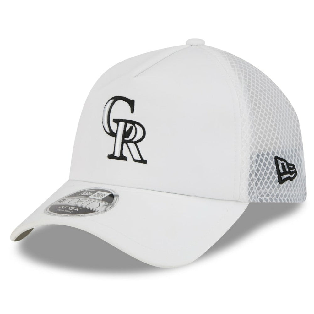 Colorado Rockies New Era 2026 Batting Practice Apex 9FORTY Adjustable Trucker Hat Outlet