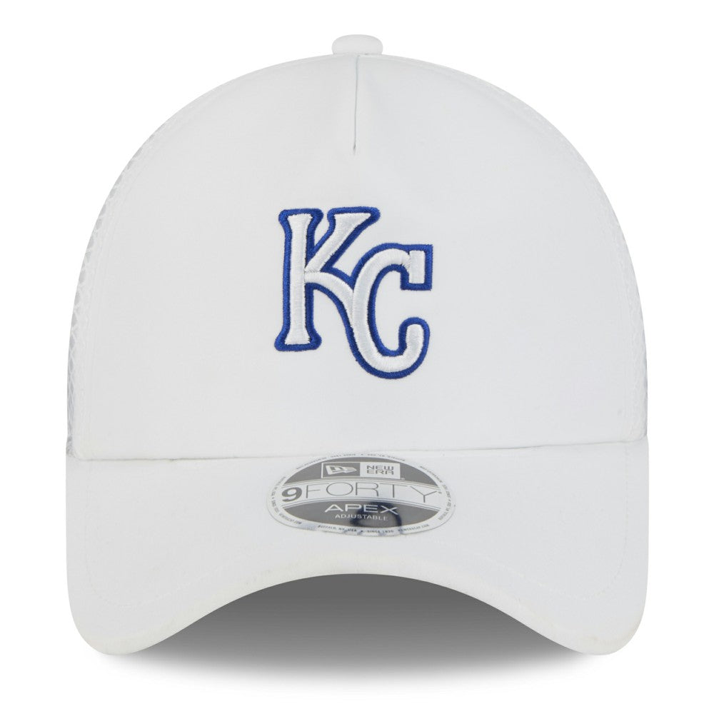 Kansas City Royals New Era 2026 Batting Practice Apex 9FORTY Adjustable Trucker Hat Sale