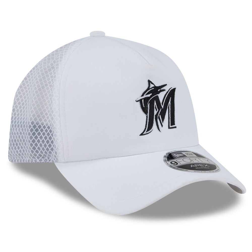 Miami Marlins New Era 2026 Batting Practice Apex 9FORTY Adjustable Trucker Hat for sale