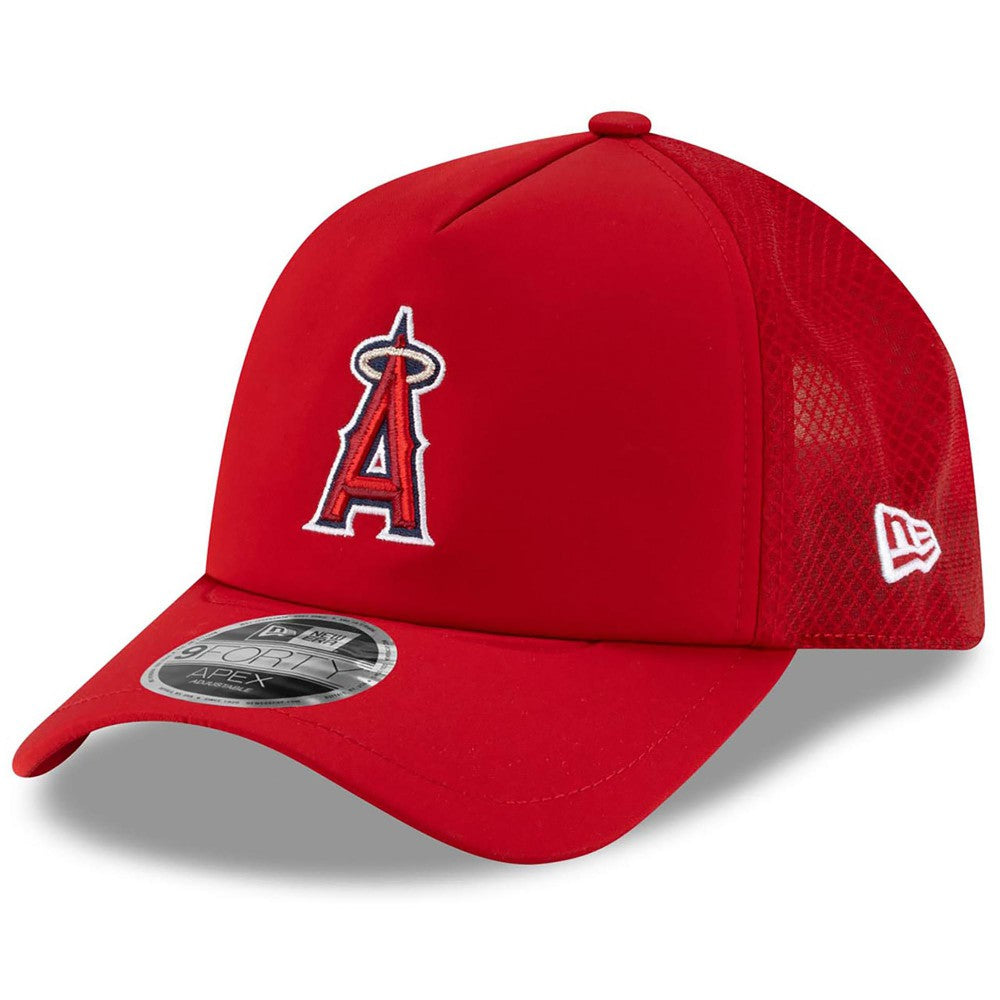 Los Angeles Angels New Era 2026 Batting Practice Apex 9FORTY Adjustable Trucker Hat for sale