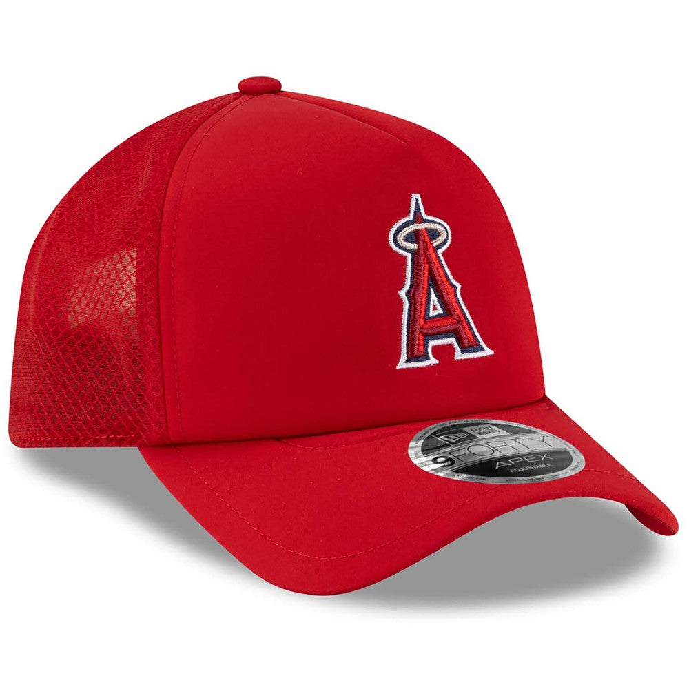Los Angeles Angels New Era 2026 Batting Practice Apex 9FORTY Adjustable Trucker Hat for sale