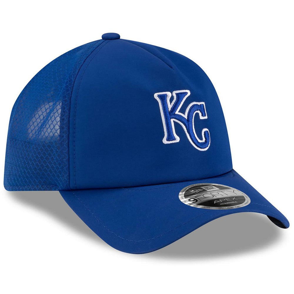 Kansas City Royals New Era 2026 Batting Practice Apex 9FORTY Adjustable Trucker Hat Discount