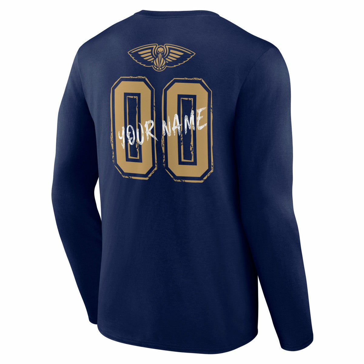 New Orleans Pelicans Hustle Custom Long Sleeve T-Shirt Navy
