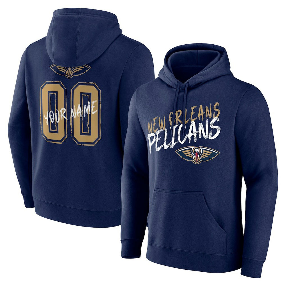 New Orleans Pelicans Hustle Custom Pullover Hoodie Navy