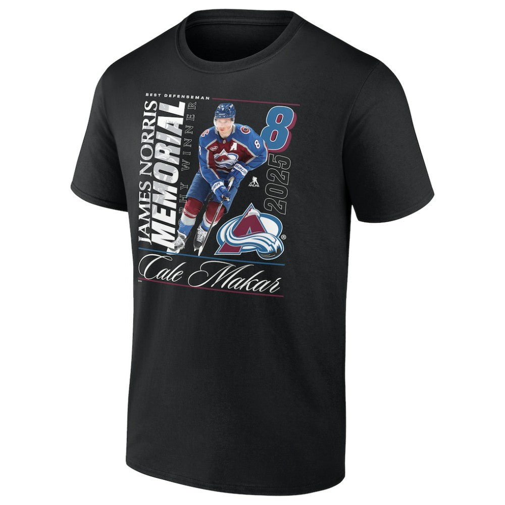 Cale Makar Colorado Avalanche 2025 Norris Trophy Winner T-Shirt - Black | NHL sale