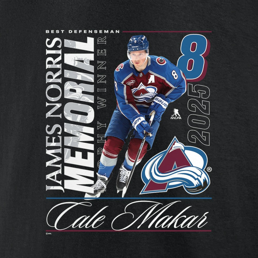 Cale Makar Colorado Avalanche 2025 Norris Trophy Winner T-Shirt - Black | NHL sale