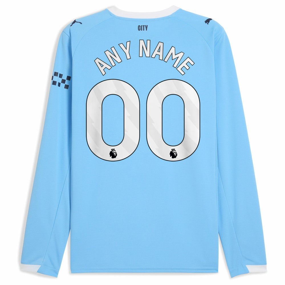 Puma - Manchester City 2025/26 Home Replica Long Sleeve Custom Jersey - Sky Blue