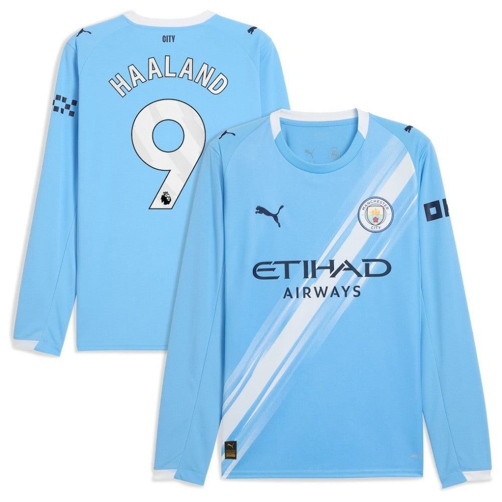 Puma - Erling Haaland Manchester City 2025/26 Home Replica Long Sleeve Player Jersey - Sky Blue