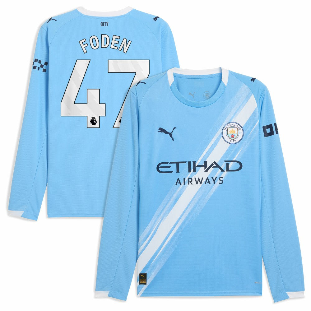 Puma - Phil Foden Manchester City 2025/26 Home Replica Long Sleeve Player Jersey - Sky Blue