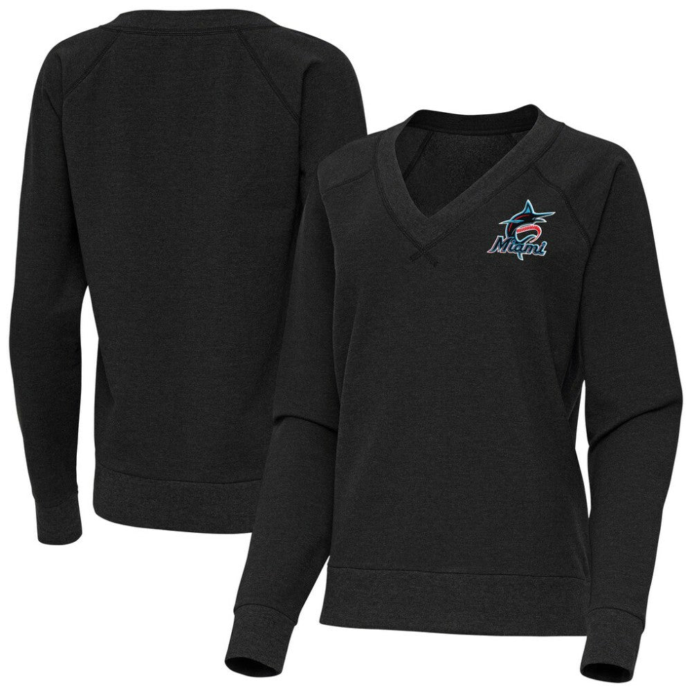 Miami Marlins Antigua Women's Varsity Tri-Blend V-Neck Long Sleeve T-Shirt Discount