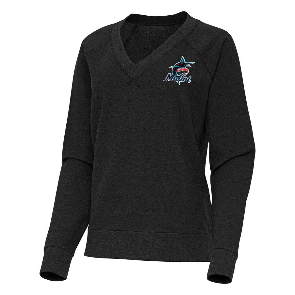 Miami Marlins Antigua Women's Varsity Tri-Blend V-Neck Long Sleeve T-Shirt Discount
