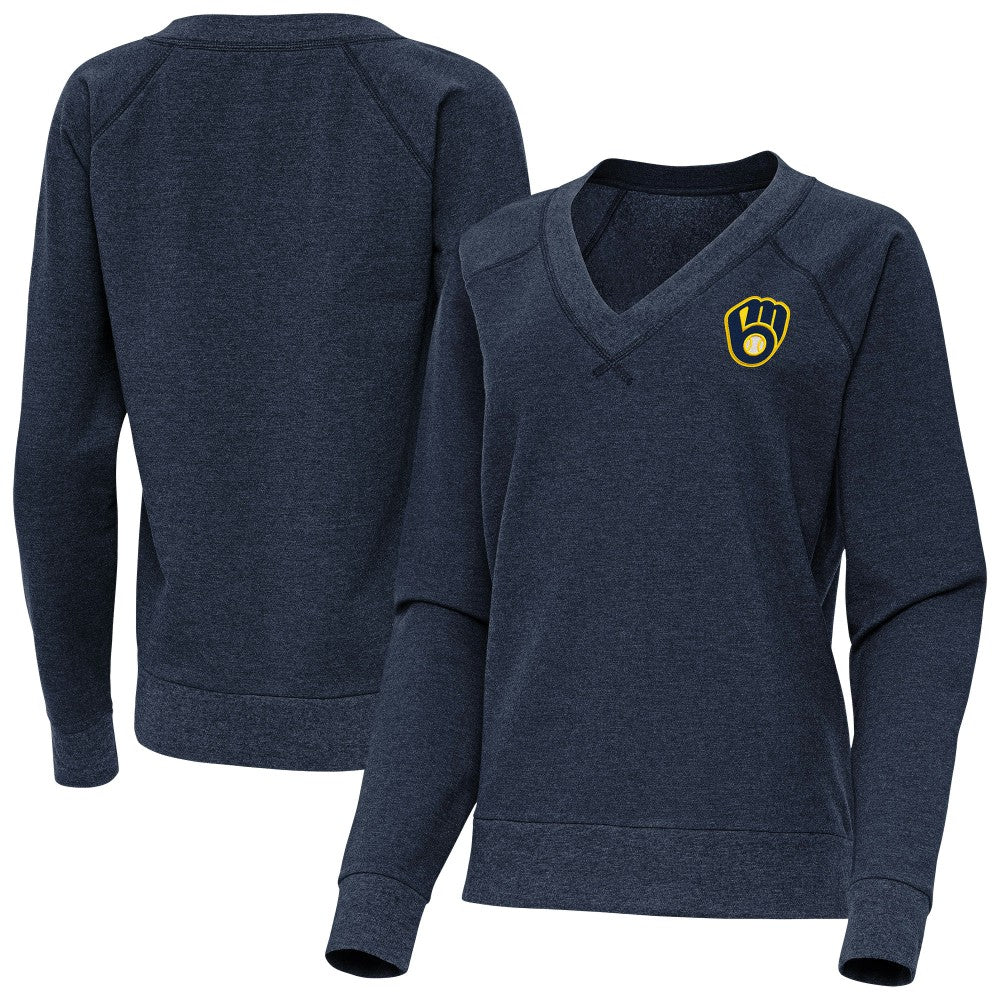 Milwaukee Brewers Antigua Women's Varsity Tri-Blend V-Neck Long Sleeve T-Shirt for sale