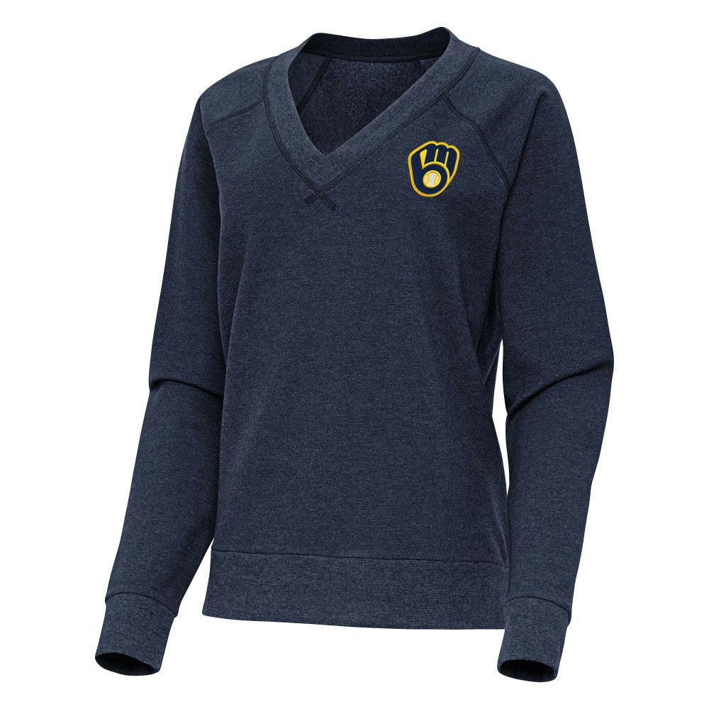 Milwaukee Brewers Antigua Women's Varsity Tri-Blend V-Neck Long Sleeve T-Shirt for sale