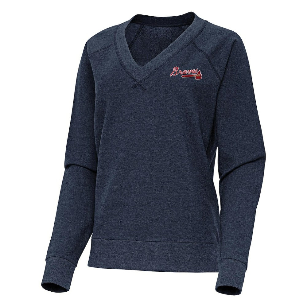 Atlanta Braves Antigua Women's Varsity Tri-Blend V-Neck Long Sleeve T-Shirt Sale