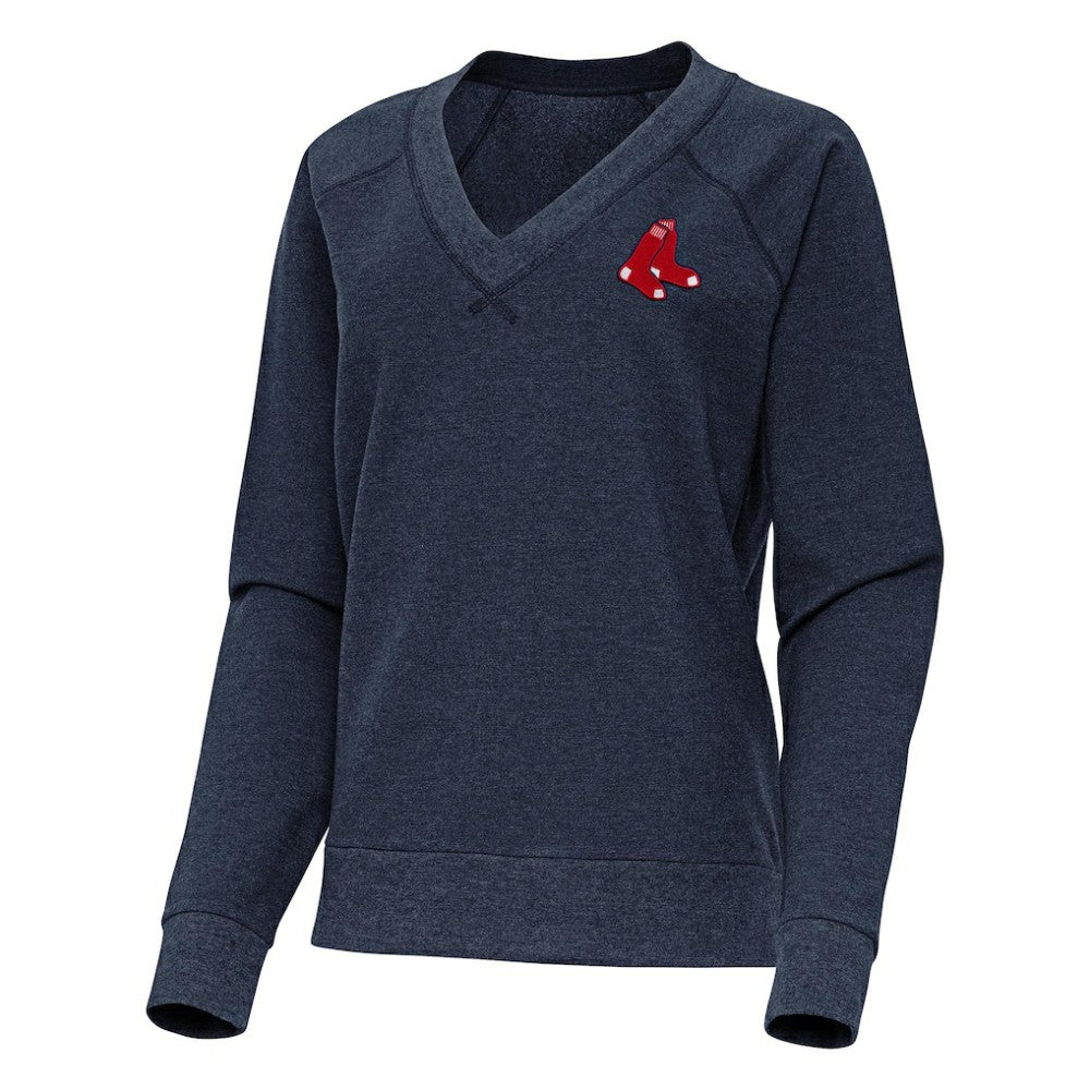 Boston Red Sox Antigua Women's Varsity Tri-Blend V-Neck Long Sleeve T-Shirt Outlet