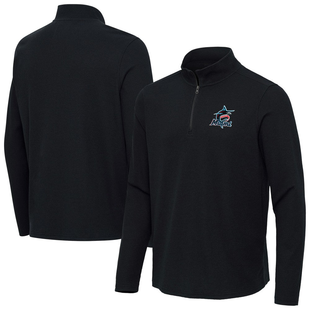 Miami Marlins Antigua Sync Tri-Blend Quarter-Zip Pullover Outlet