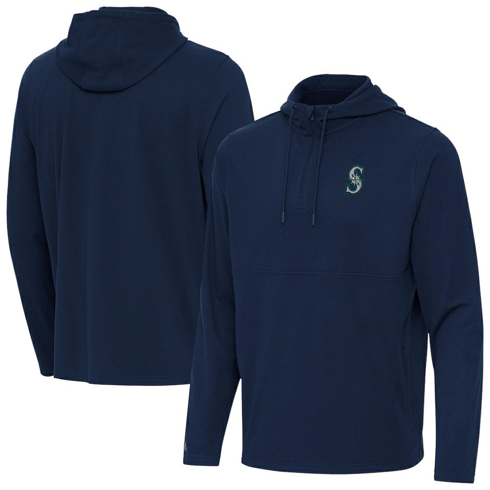 Seattle Mariners Antigua Connected Quarter-Zip Pullover Hoodie Outlet