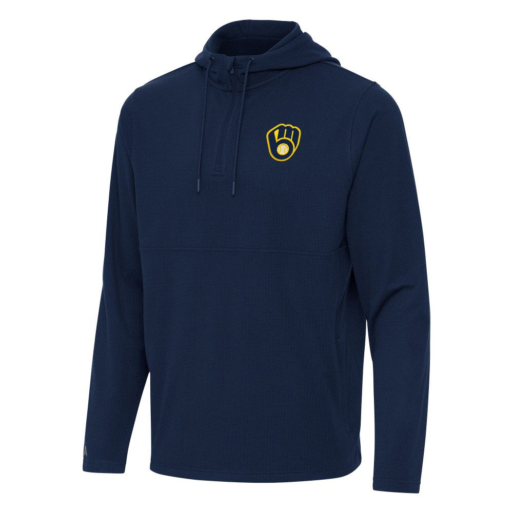 Milwaukee Brewers Antigua Connected Quarter-Zip Pullover Hoodie Outlet
