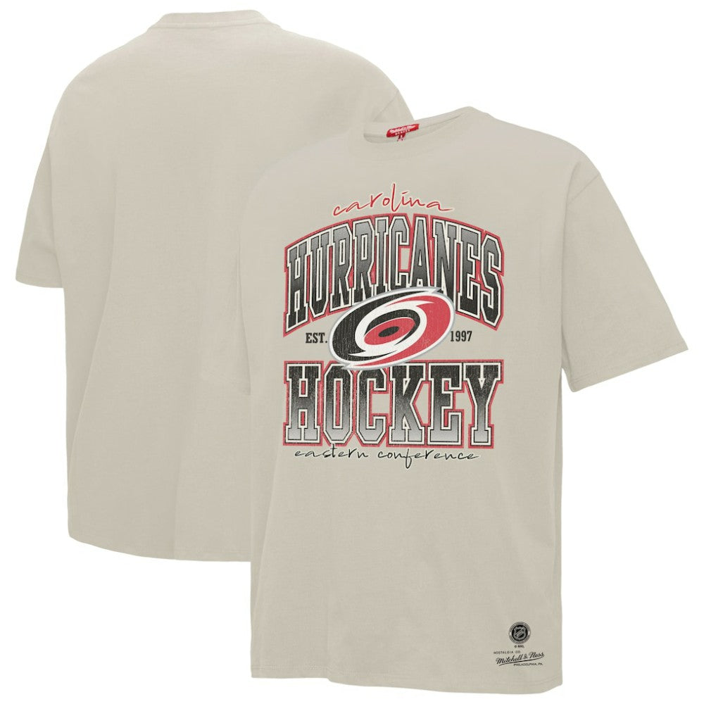 Carolina Hurricanes Mitchell & Ness Women's Dump & Chase Boyfriend T-Shirt - Cream | NHL Lifestyle