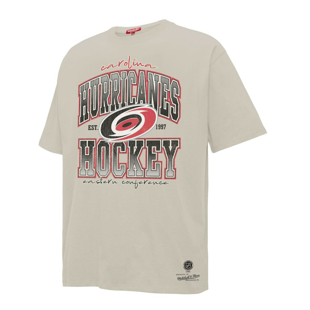 Carolina Hurricanes Mitchell & Ness Women's Dump & Chase Boyfriend T-Shirt - Cream | NHL Lifestyle