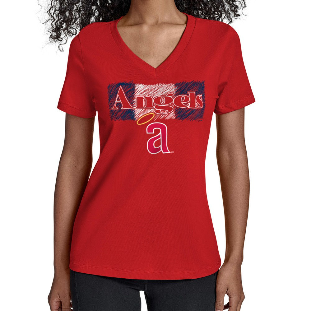 Los Angeles Angels Starter Women's Team Color Shading V-Neck T-Shirt Online