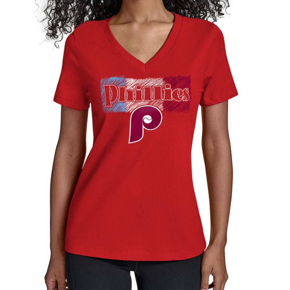 Philadelphia Phillies Starter Women's Team Color Shading V-Neck T-Shirt Discount