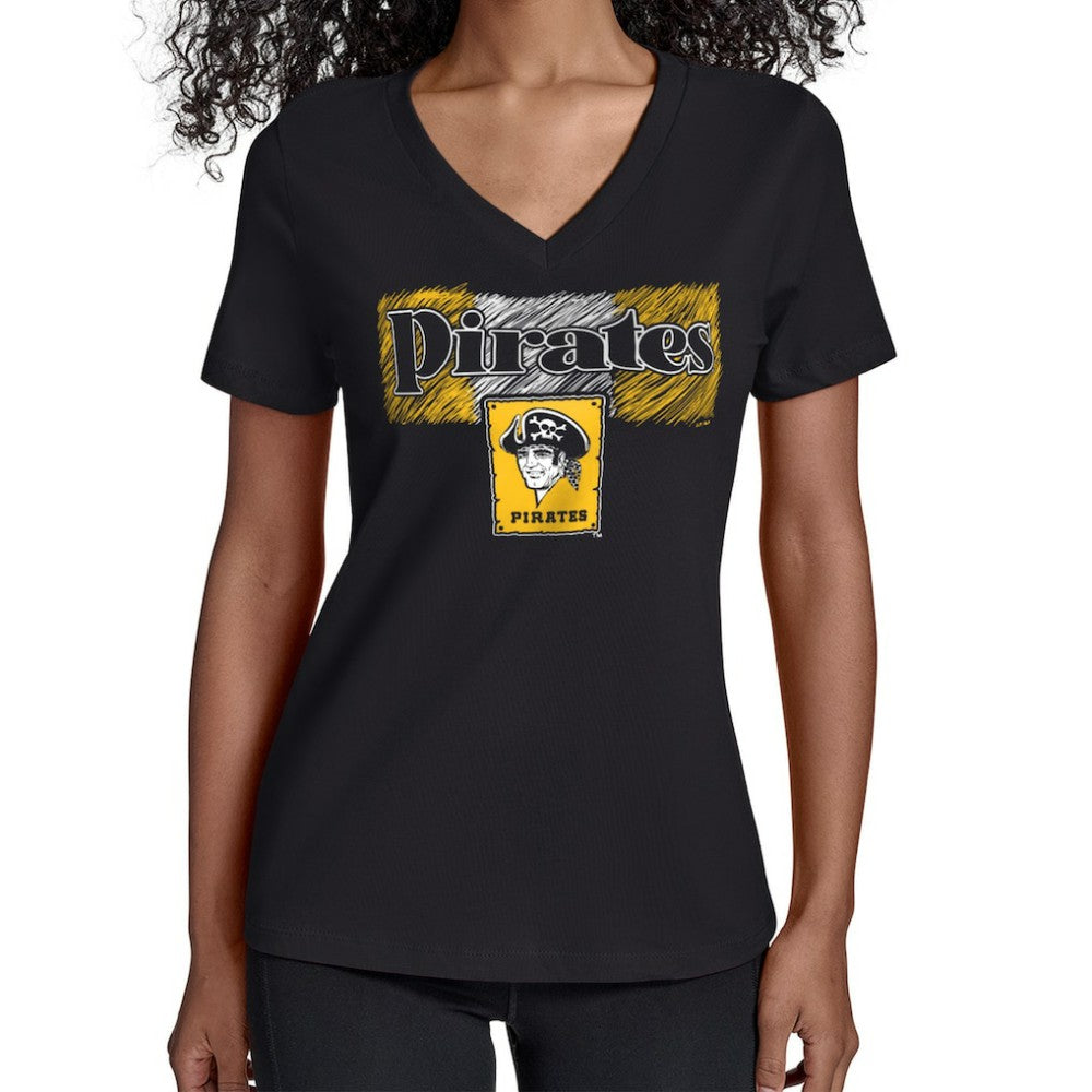 Pittsburgh Pirates Starter Women's Team Color Shading V-Neck T-Shirt for sale