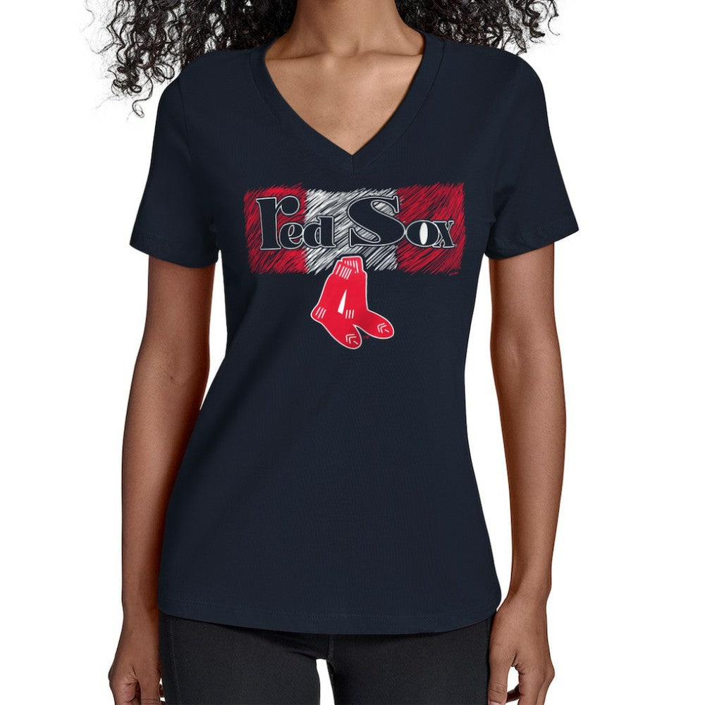 Boston Red Sox Starter Women's Team Color Shading V-Neck T-Shirt Outlet