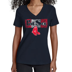 Boston Red Sox Starter Women's Team Color Shading V-Neck T-Shirt Outlet