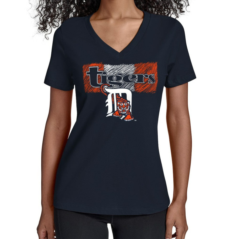 Detroit Tigers Starter Women's Team Color Shading V-Neck T-Shirt Sale