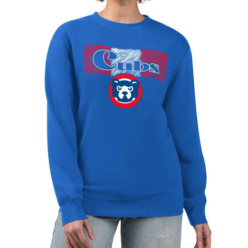 Chicago Cubs Starter Women's Team Color Shading Fleece Pullover Sweatshirt Outlet
