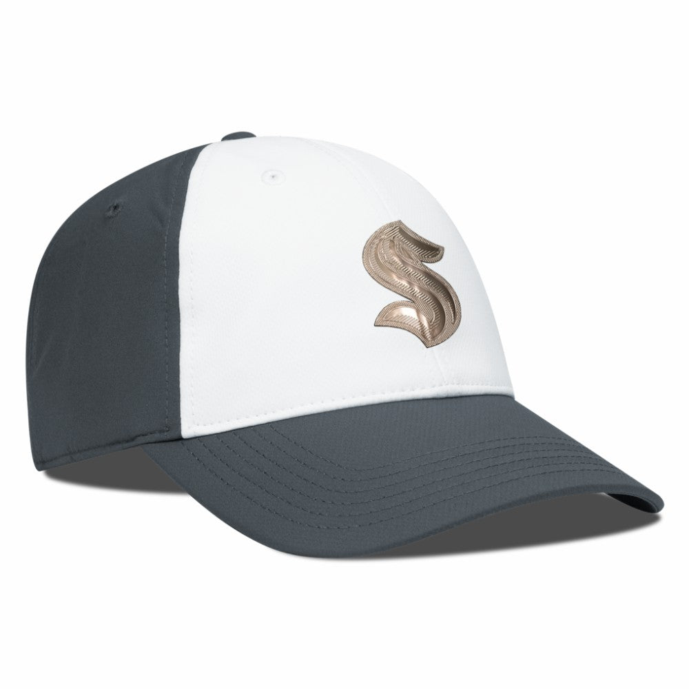 Seattle Kraken Levelwear Endure Copper Insignia Adjustable Hat - White/Charcoal | NHL Clearance
