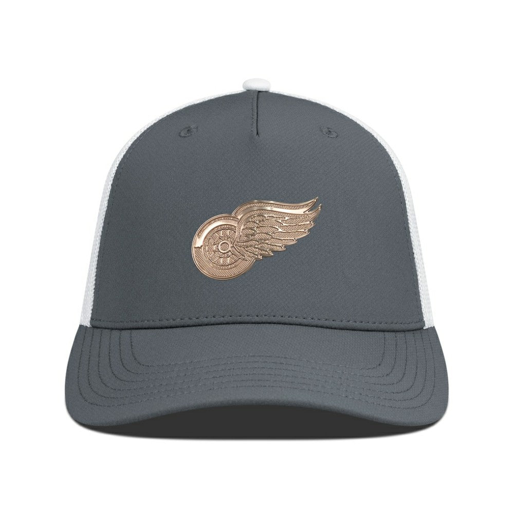 Detroit Red Wings Levelwear Signal Copper Insignia Trucker Adjustable Hat - Charcoal/White | NHL on sale