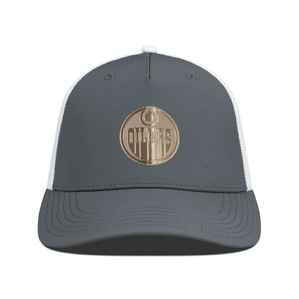 Edmonton Oilers Levelwear Signal Copper Insignia Trucker Adjustable Hat - Charcoal/White | NHL Lifestyle