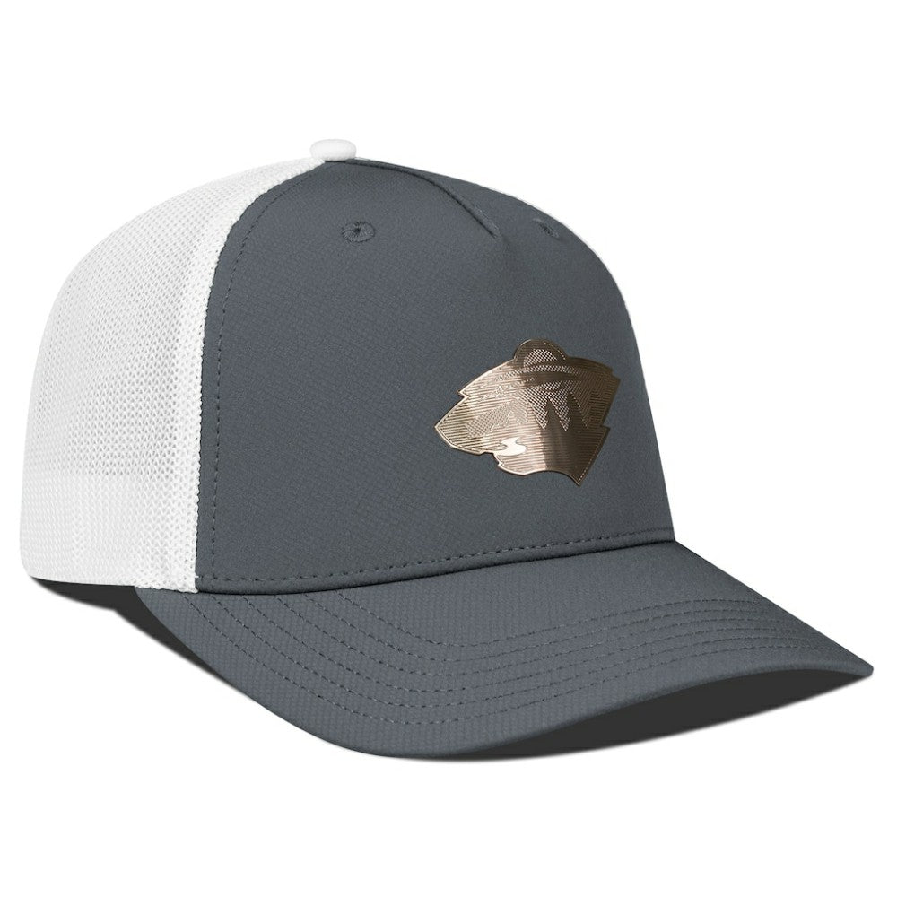 Minnesota Wild Levelwear Signal Copper Insignia Trucker Adjustable Hat - Charcoal/White | NHL Clearance