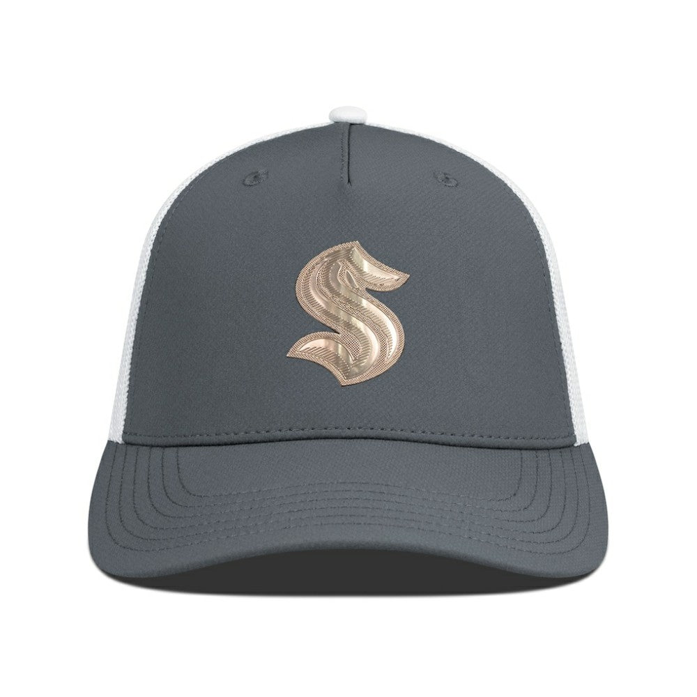 Seattle Kraken Levelwear Signal Copper Insignia Trucker Adjustable Hat - Charcoal/White | NHL online