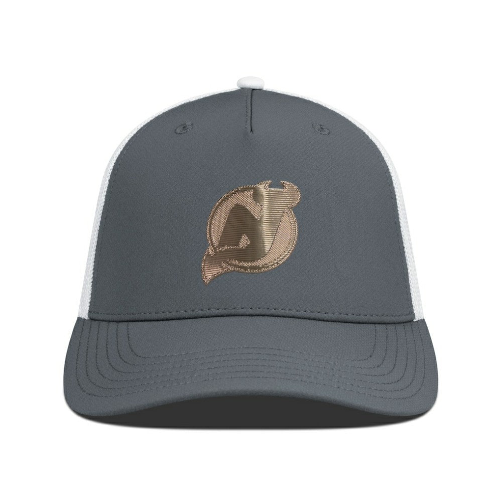 New Jersey Devils Levelwear Signal Copper Insignia Trucker Adjustable Hat - Charcoal/White | NHL Lifestyle