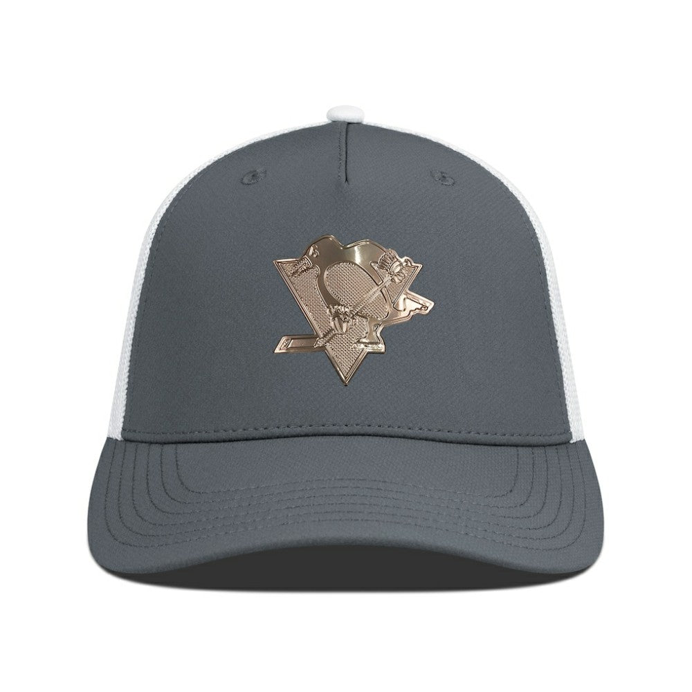 Pittsburgh Penguins Levelwear Signal Copper Insignia Trucker Adjustable Hat - Charcoal/White | NHL on sale