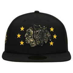 Chicago Blackhawks New Era Military Appreciation Digital Camo Stars 59FIFTY Fitted Hat - Black | New Era Clearance