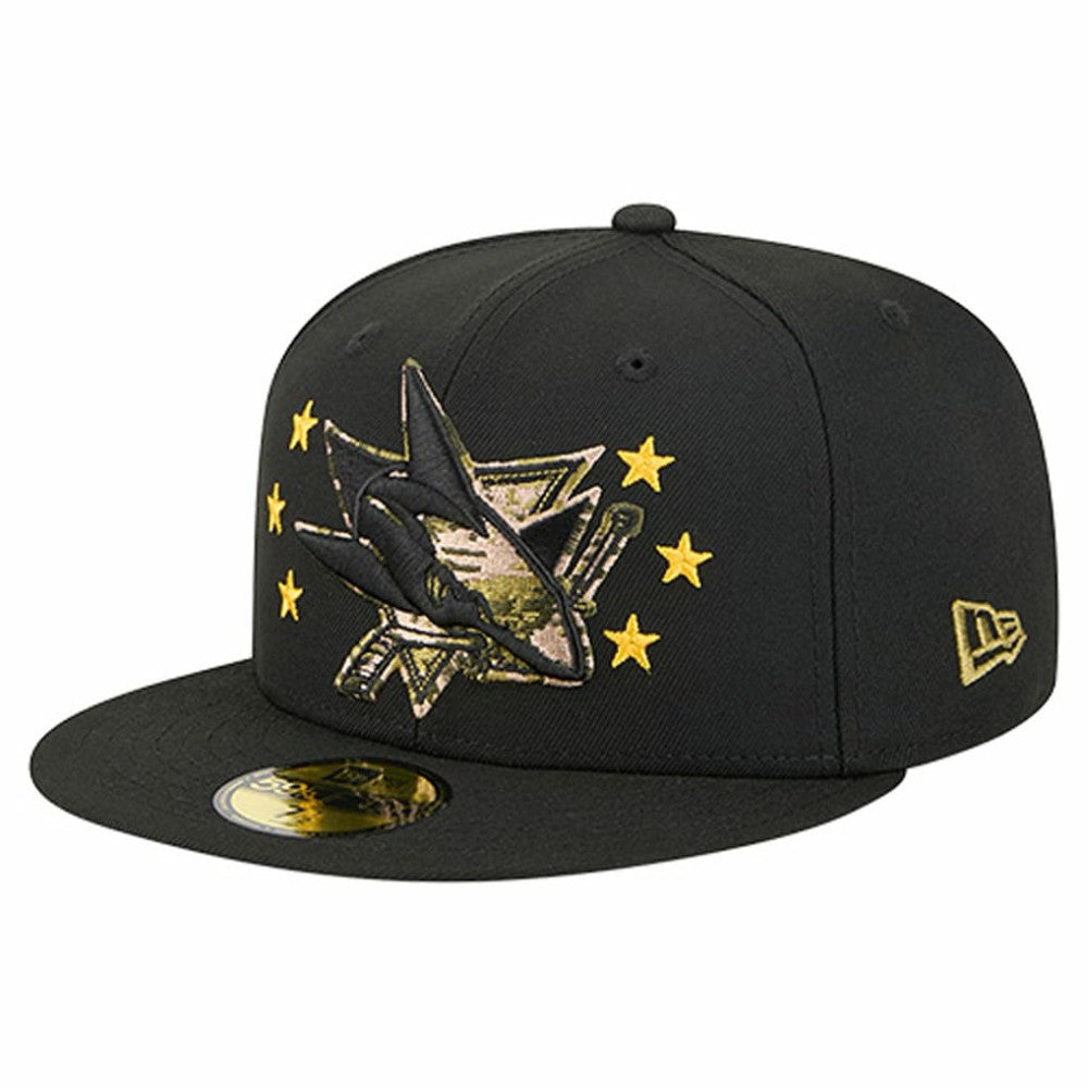 San Jose Sharks New Era Military Appreciation Digital Camo Stars 59FIFTY Fitted Hat - Black | New Era discount