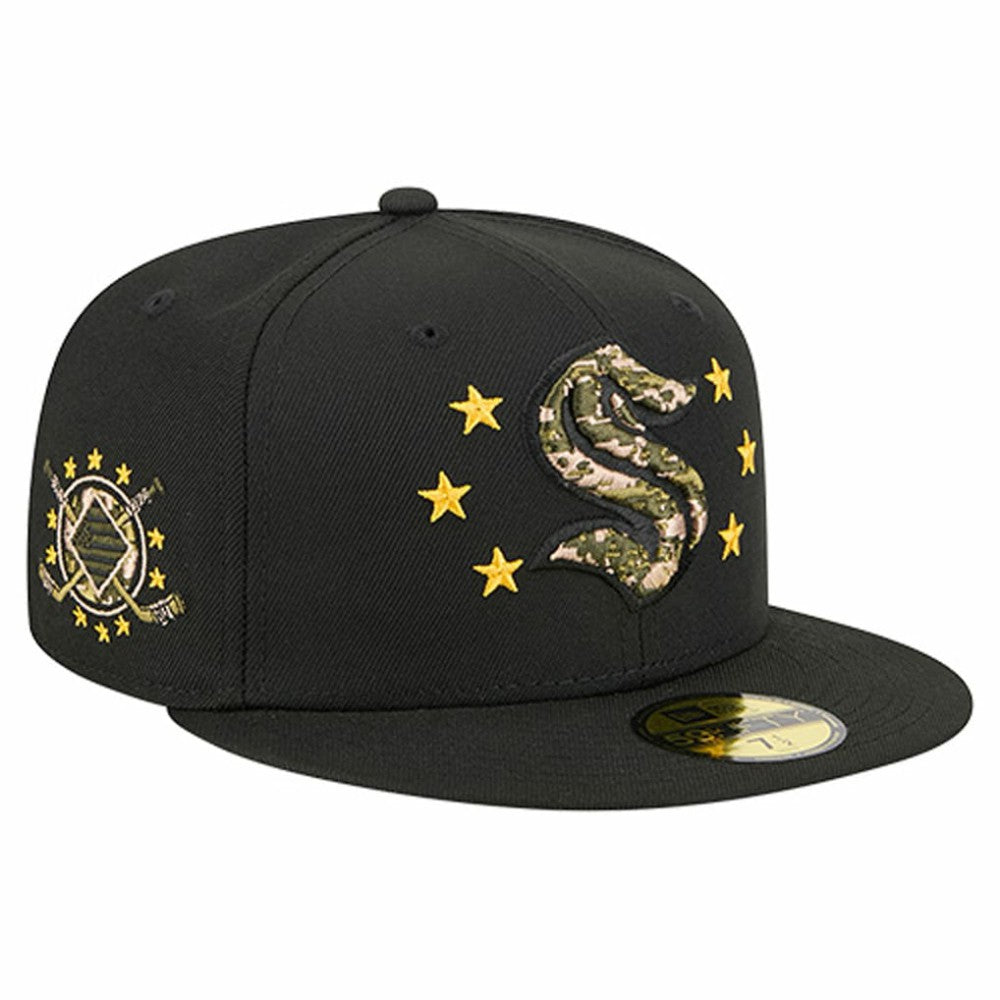 Seattle Kraken New Era Military Appreciation Digital Camo Stars 59FIFTY Fitted Hat - Black | New Era Clearance